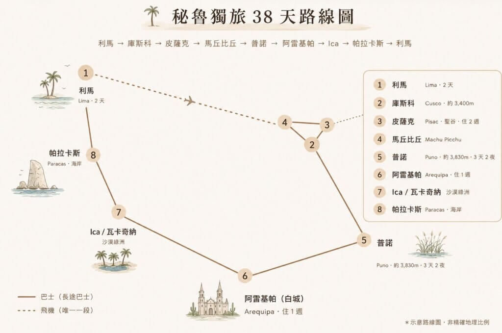 秘魯獨旅路線地圖